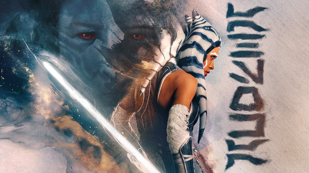 Official Ahsoka Season 2 artwork showing Ahsoka Tano with Grand Admiral Thrawn looming behind her.