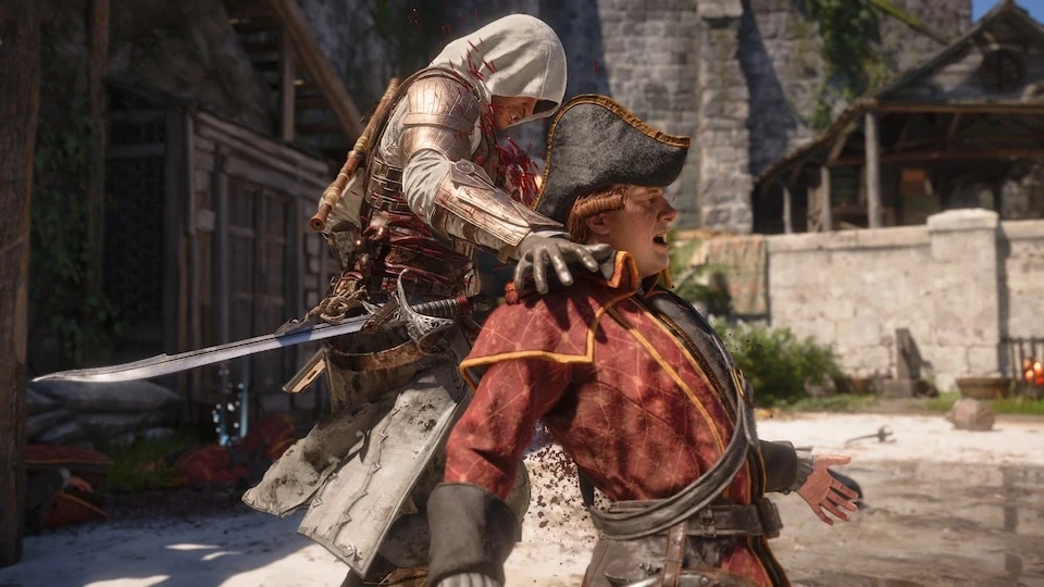 Edward Kenway performing a takedown in Ubisoft's official Black Flag Resynced gameplay image.