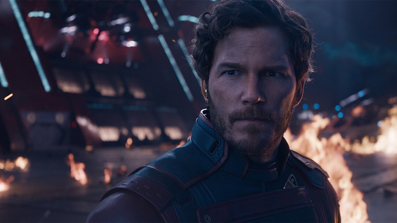 Chris Pratt as Peter Quill, also known as Star-Lord, in an official archival Guardians of the Galaxy Vol. 3 production still.
