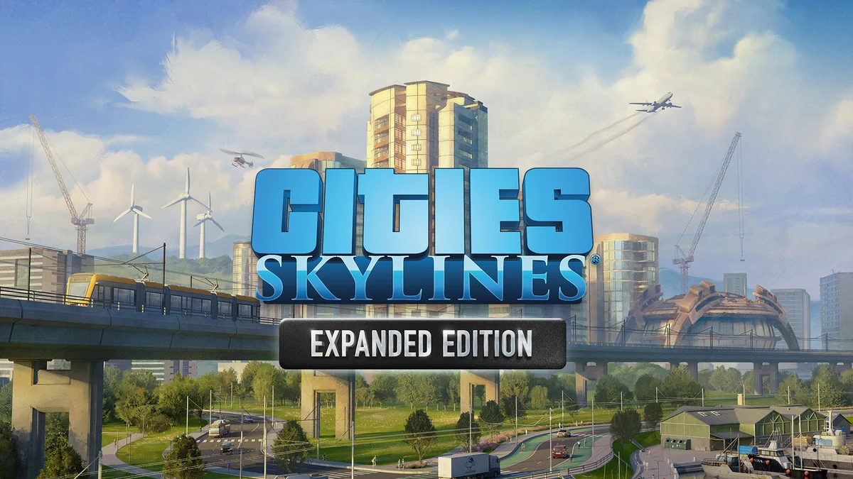 Official Cities: Skylines Expanded Edition key art showing a coastal city and the game logo.