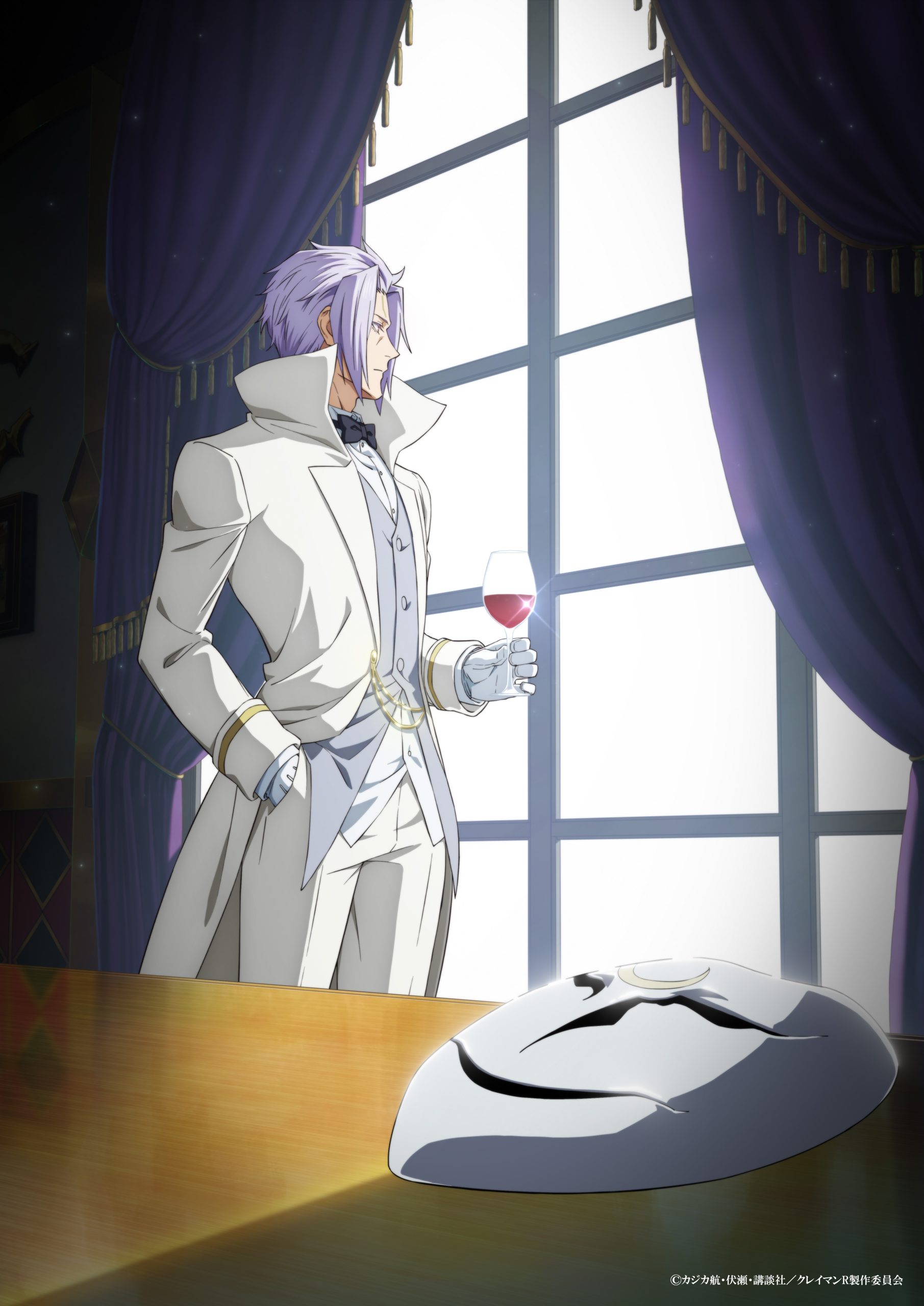 Official Clayman's Revenge teaser visual showing Clayman by a window holding a glass, with a mask resting on the table in front of him.