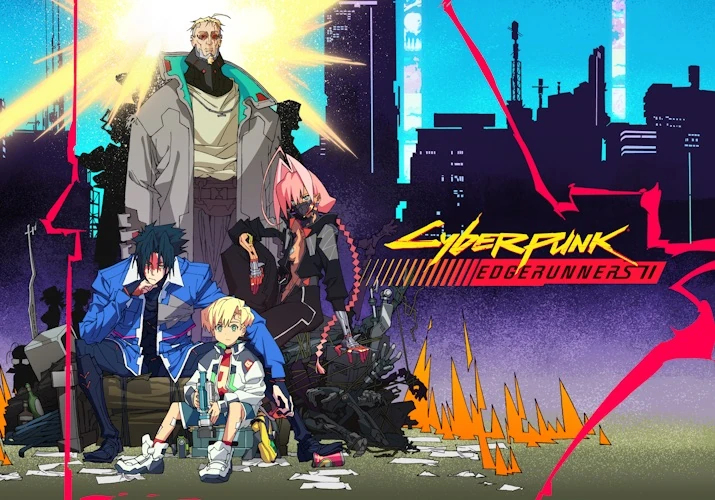 The new Cyberpunk: Edgerunners 2 crew gathered together in official artwork from CD Projekt Red and Studio Trigger.