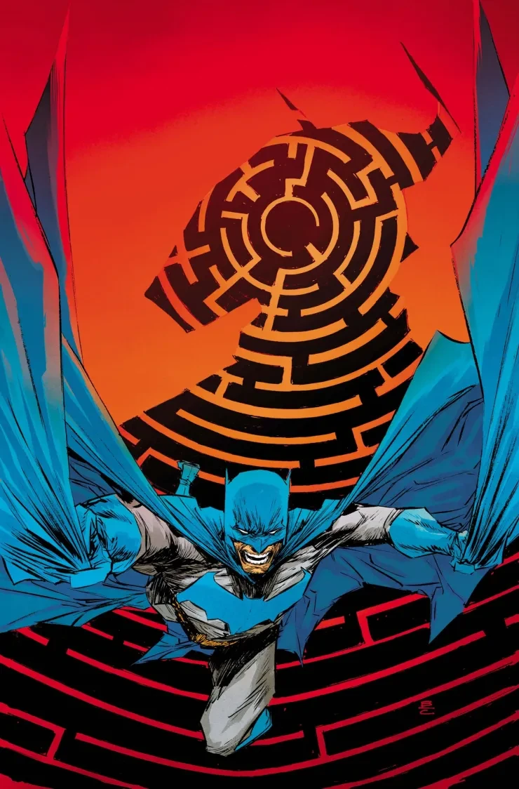 Batman races forward beneath the Torus symbol on Brian Ching's cover for Batman 2026 Annual #1.