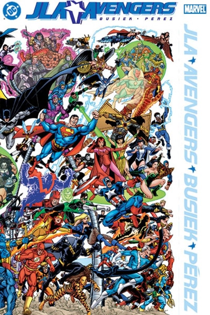 Cover of the JLA/Avengers Collector's Edition, art by George Pérez.