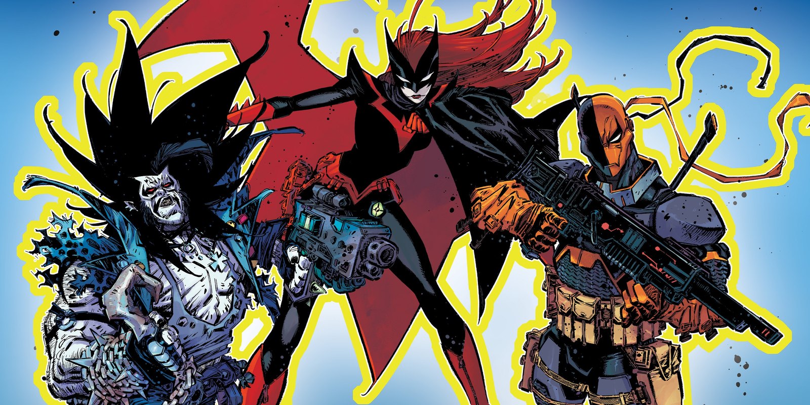 Official DC Next Level promotional artwork by Jorge Corona featuring Lobo, Batwoman and Deathstroke.