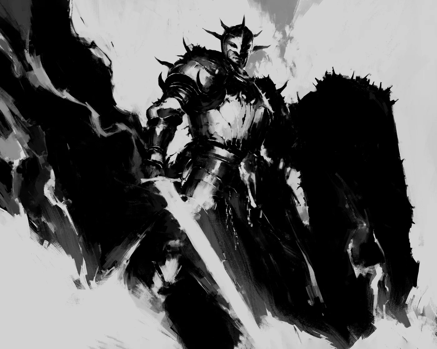 Blizzard Entertainment Official Diablo V concept art of a heavily armored warrior holding a sword, from the game’s BlizzCon 2026 panel gallery.
