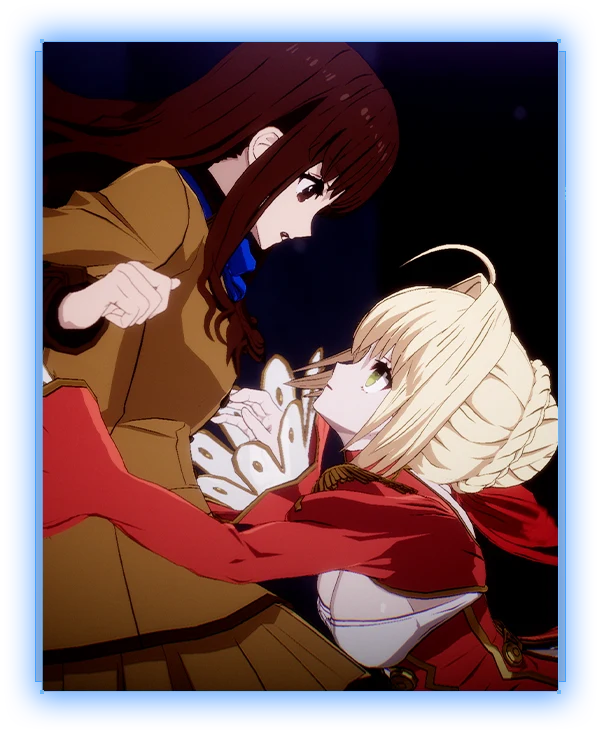 Gameplay screenshot from Fate/EXTRA Record showing dungeon exploration in the Fifth Chimeric Lunar Sea with a Caster-class Servant.
