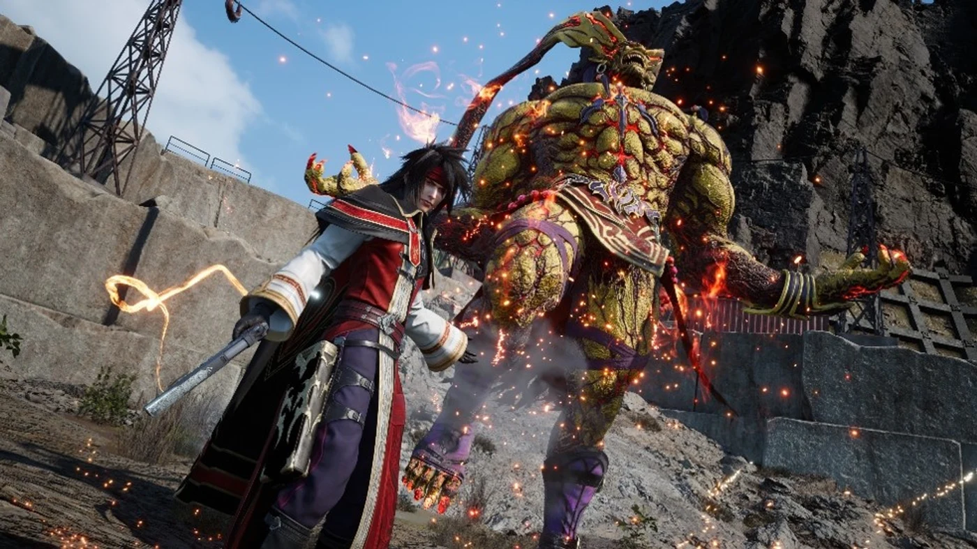 Vincent Valentine fighting a large enemy in new Final Fantasy VII Revelation gameplay footage.
