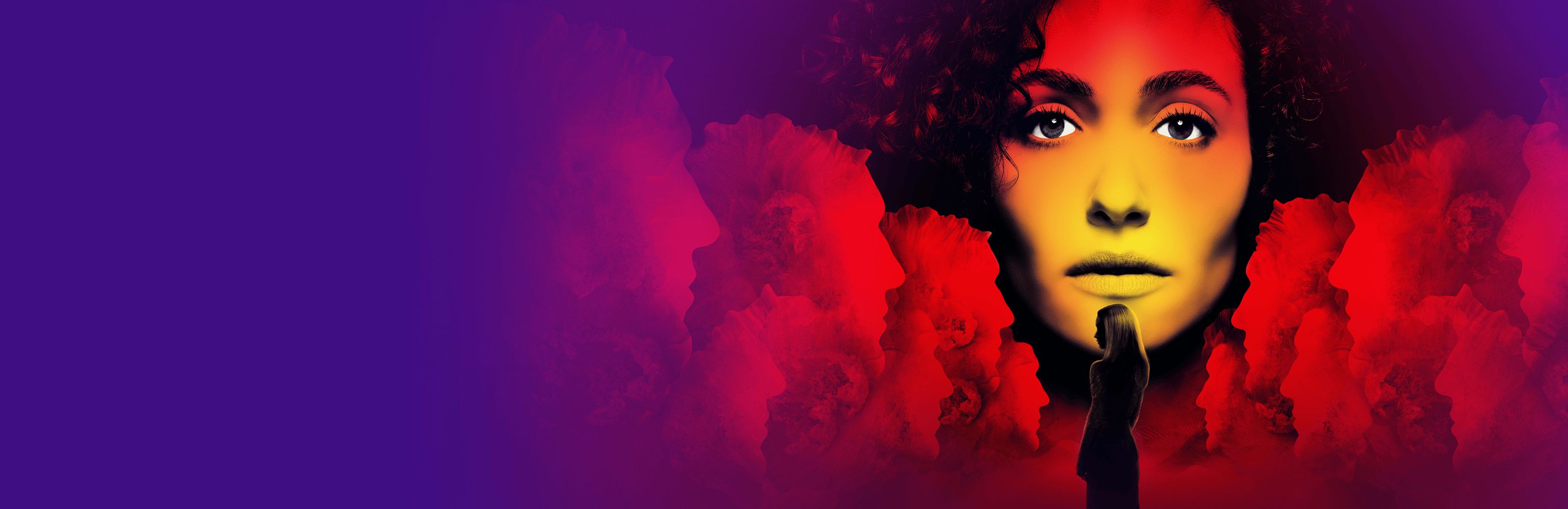 Official Hulu key art for Furious, showing a stylized close-up of Lola Petticrew's character with a silhouetted figure standing before her.