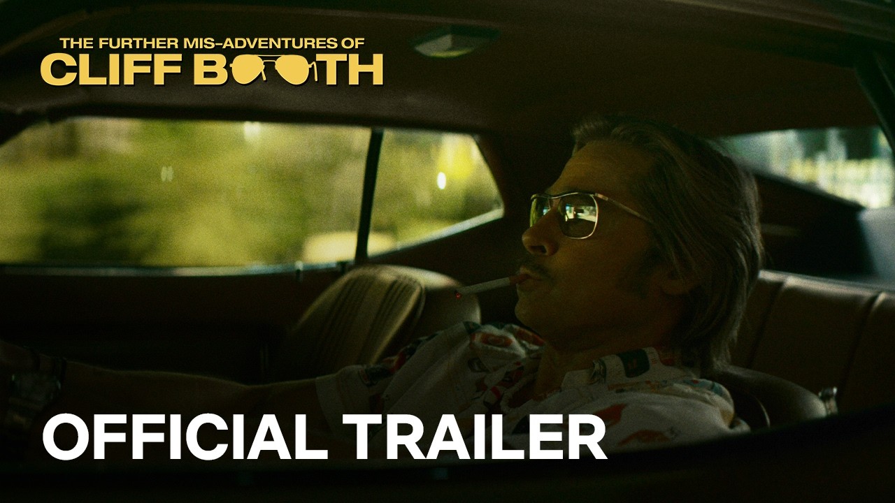 Brad Pitt as Cliff Booth reclining in a car in Netflix's official trailer artwork