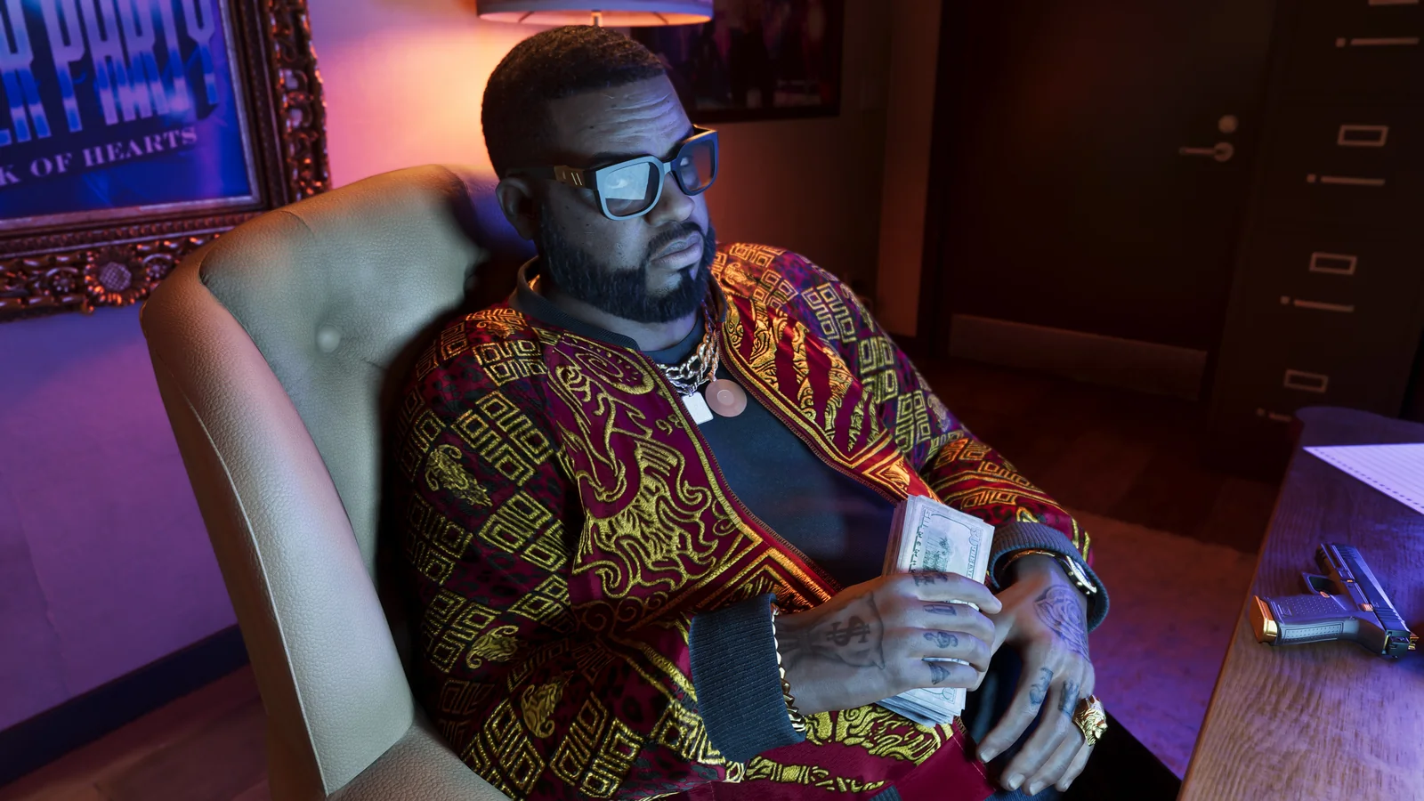 Boobie Ike in his office in Grand Theft Auto VI