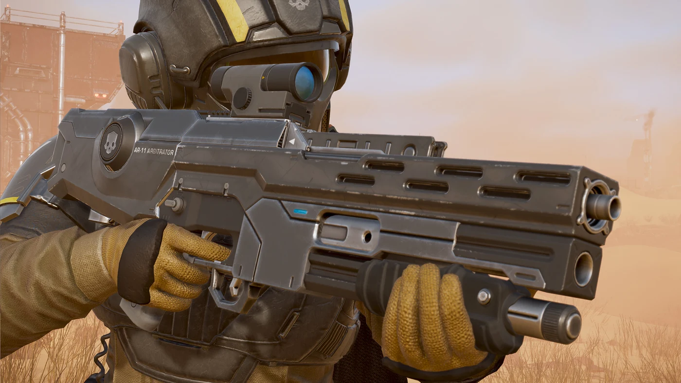 AR-11 Arbitrator assault rifle with underslung shotgun from the Helldivers 2 Ironclad Democracy Warbond.