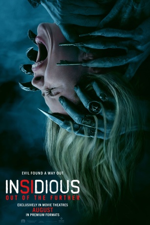 Official Insidious: Out of the Further key art showing Gemma being threatened by hands and dental instruments.
