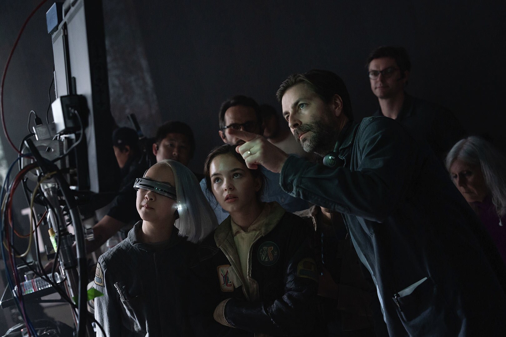 Jon Watts directs cast members on the set of Star Wars: Skeleton Crew in an official Lucasfilm behind-the-scenes photograph.