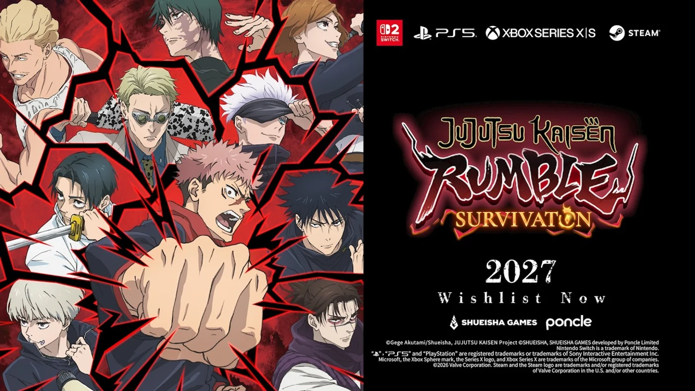 Official trailer still for Jujutsu Kaisen Rumble: Survivaton, showing pixel-art versions of the game's boss characters.
