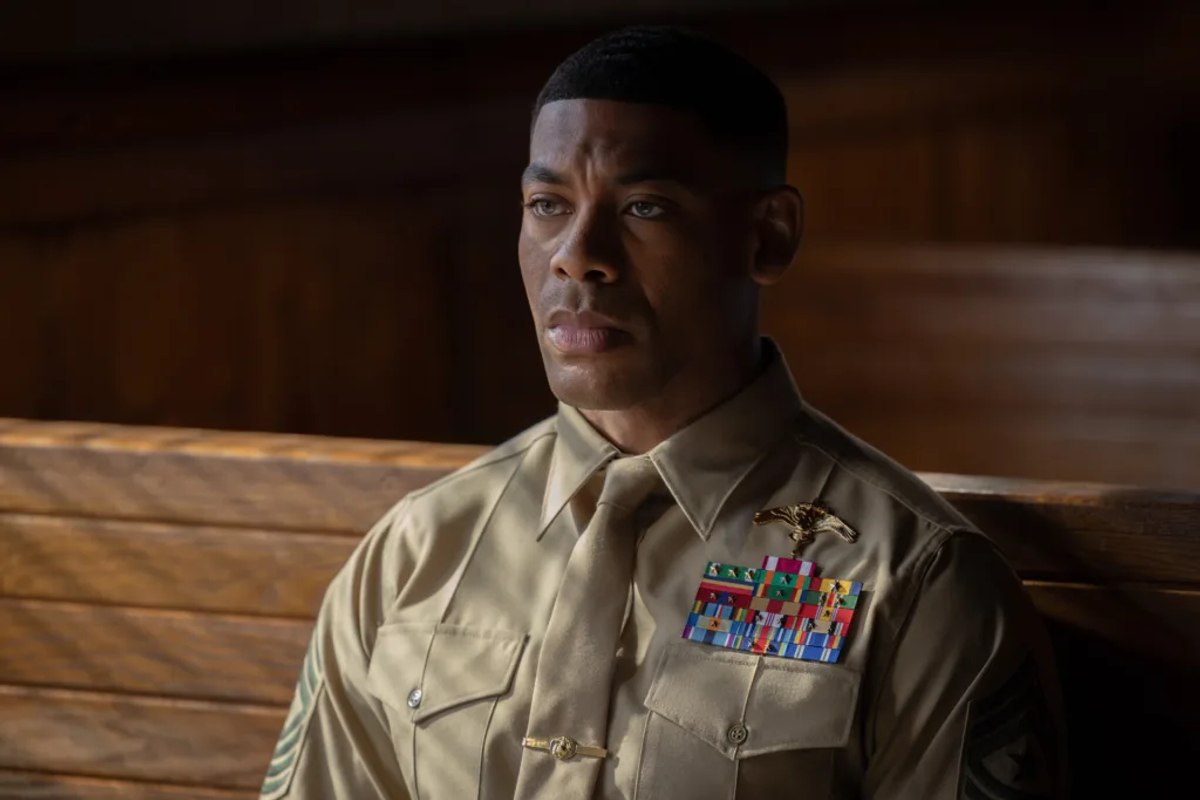Aaron Pierre as John Stewart in military uniform in Lanterns Episode 3, 'OutKast.'