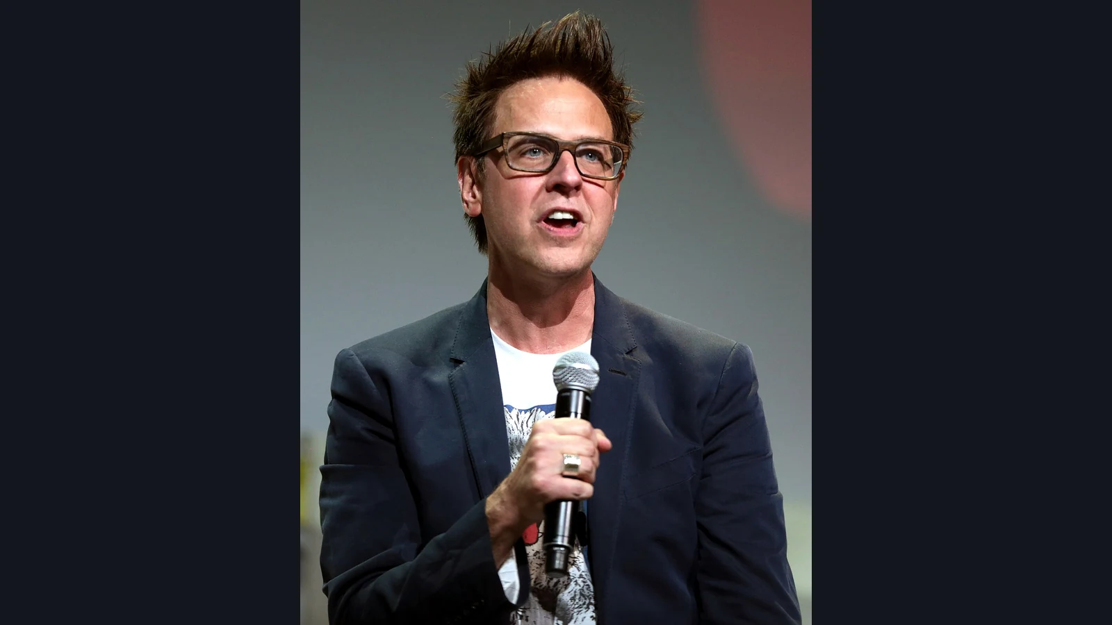 Archive photograph of James Gunn at San Diego Comic-Con in 2016; his Lollipop Chainsaw connection is to the original game.