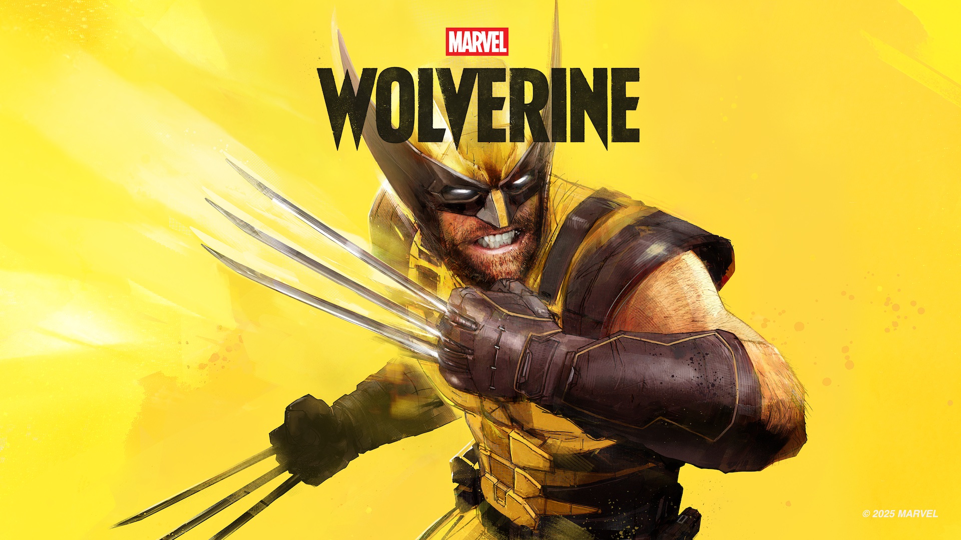 Wolverine in his yellow suit with adamantium claws extended in official Marvel's Wolverine artwork.