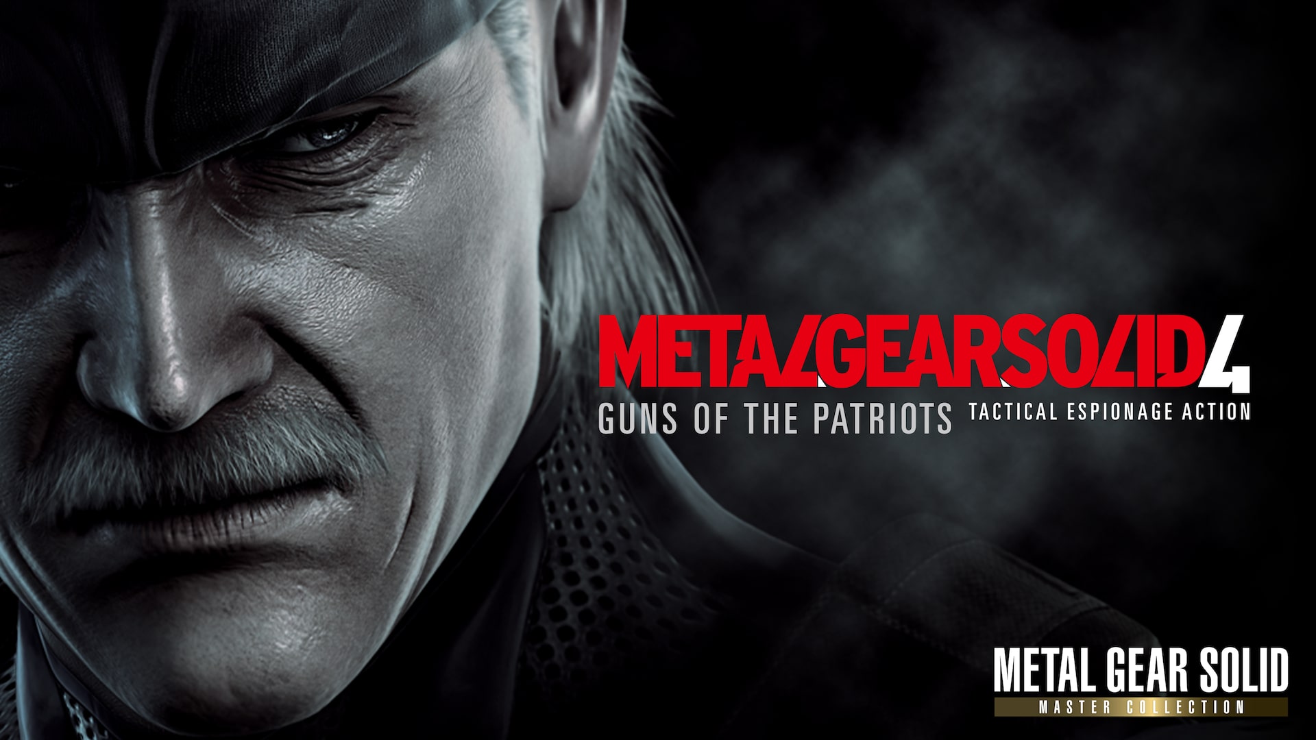 Old Snake in official key art for Metal Gear Solid 4: Guns of the Patriots as featured in Metal Gear Solid: Master Collection Vol. 2.