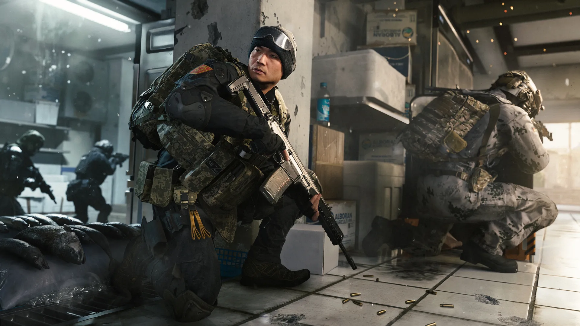 Modern Warfare 4 operators fighting on the Lotus multiplayer map during the beta.