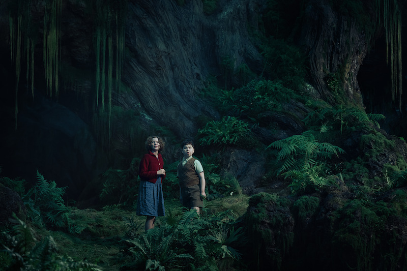 Digory and Polly stand among ferns and large trees in Netflix's first look at the Wood Between the Worlds.