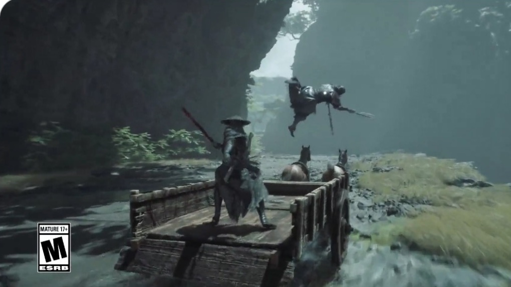 Soul fighting enemies from a moving cart in Phantom Blade Zero gameplay