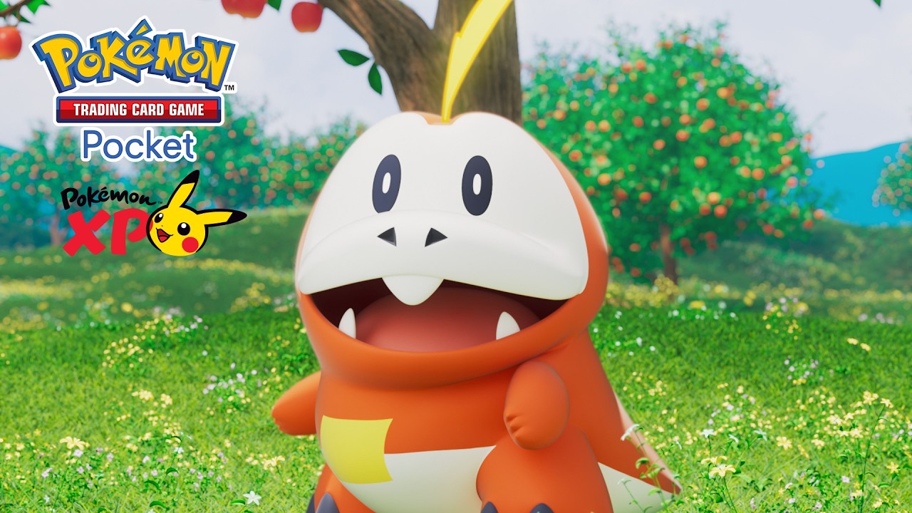 Official Pokémon TCG Pocket and PokémonXP branding shown in the Dual-Type Cards Are Coming trailer.