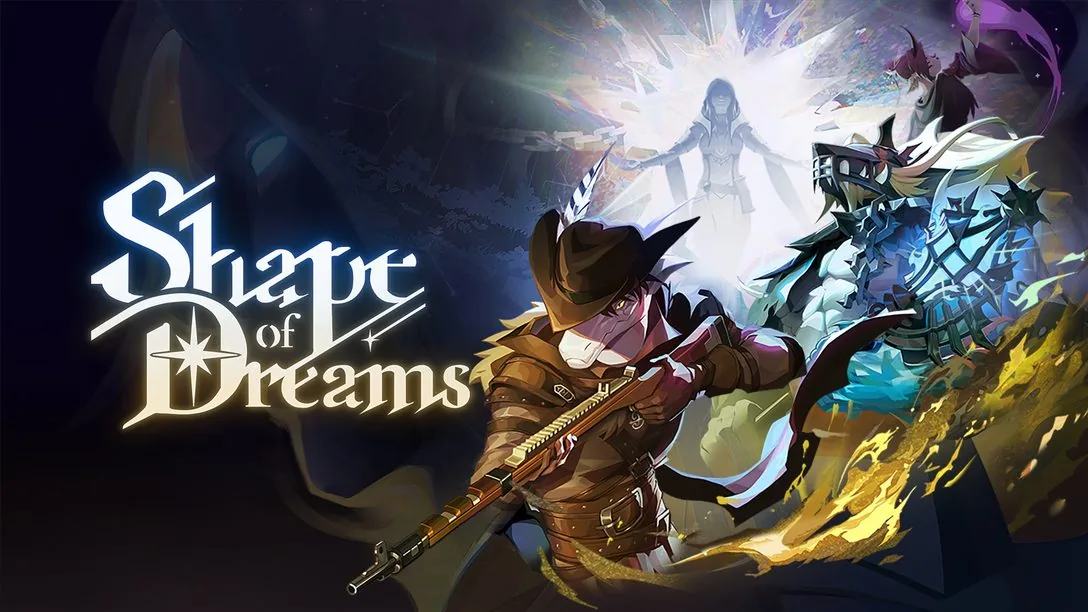 Official Shape of Dreams artwork showing its logo beside several playable Travelers in the dream world.
