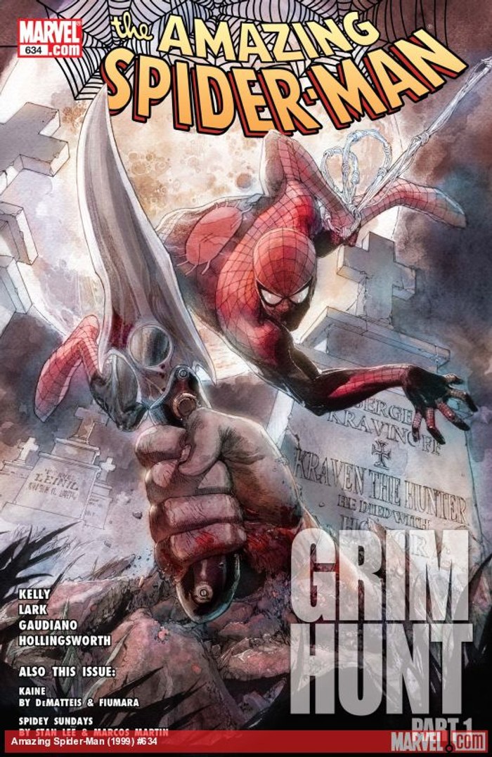 Cover of The Amazing Spider-Man #634, 'Grim Hunt, Part 1,' art by Julian Totino Tedesco.