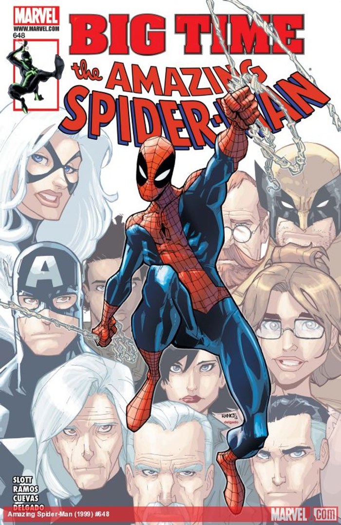 Cover of The Amazing Spider-Man #648, the start of the Big Time era, art by Humberto Ramos.