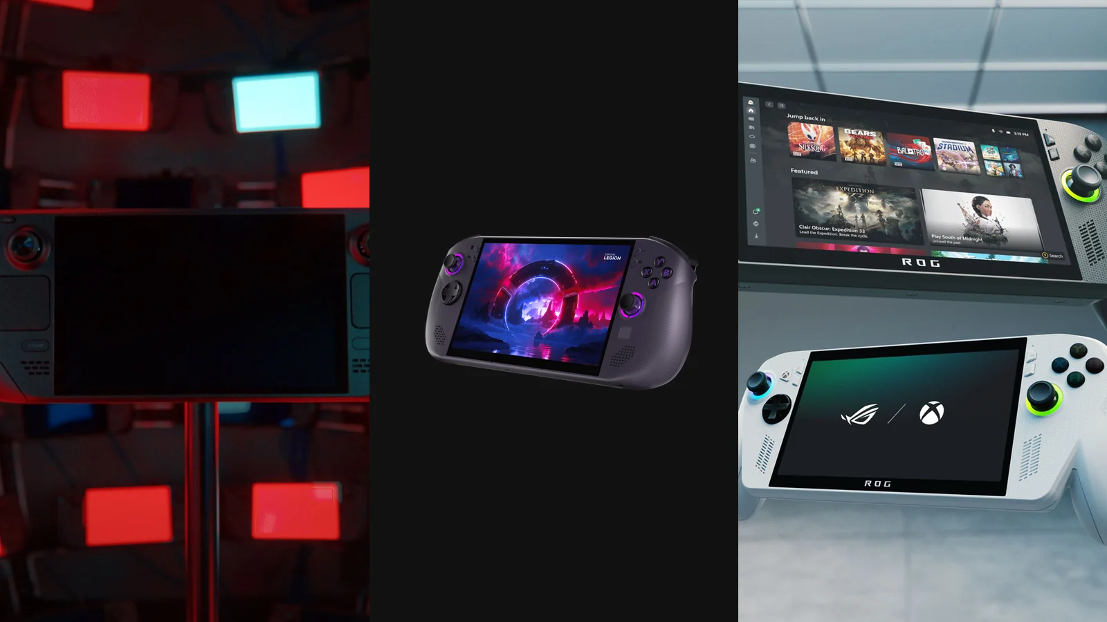 Steam Deck OLED, Lenovo Legion Go S and ROG Xbox Ally gaming handhelds