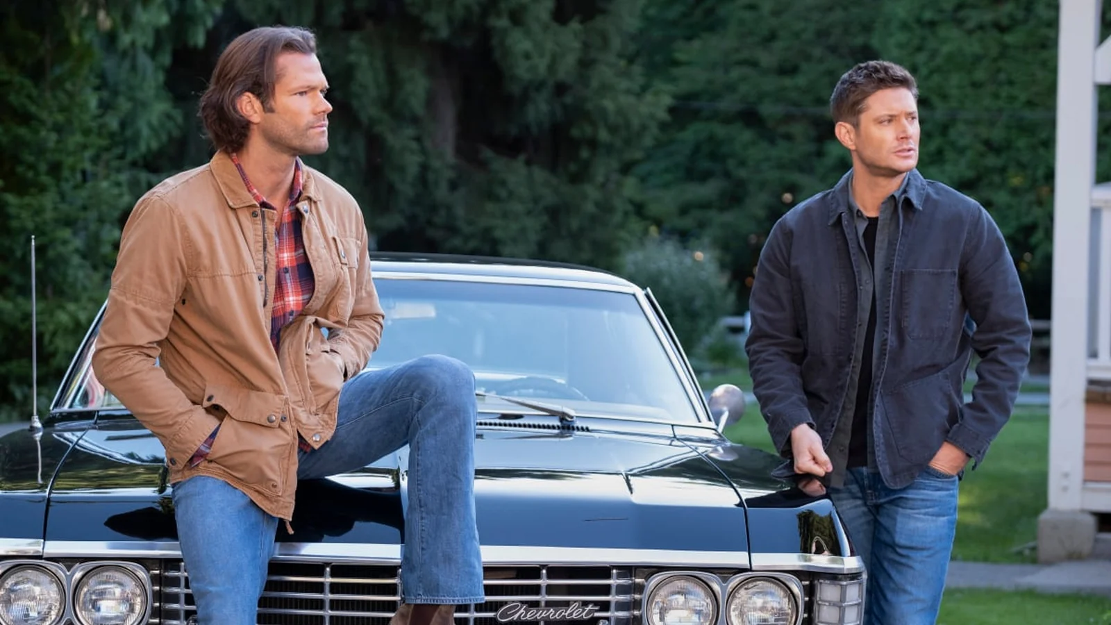 Sam and Dean Winchester with the Chevrolet Impala in Supernatural