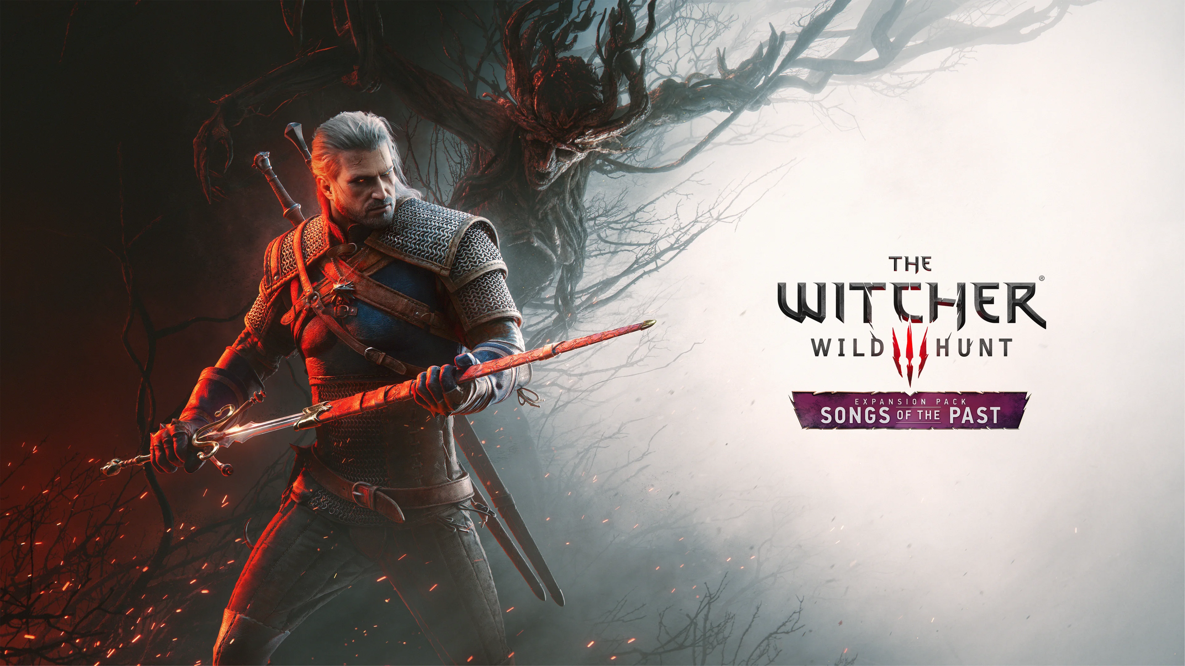 Geralt of Rivia in official artwork for The Witcher 3: Wild Hunt — Songs of the Past