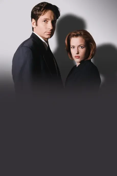 David Duchovny as Fox Mulder and Gillian Anderson as Dana Scully in official Hulu key art for The X-Files.