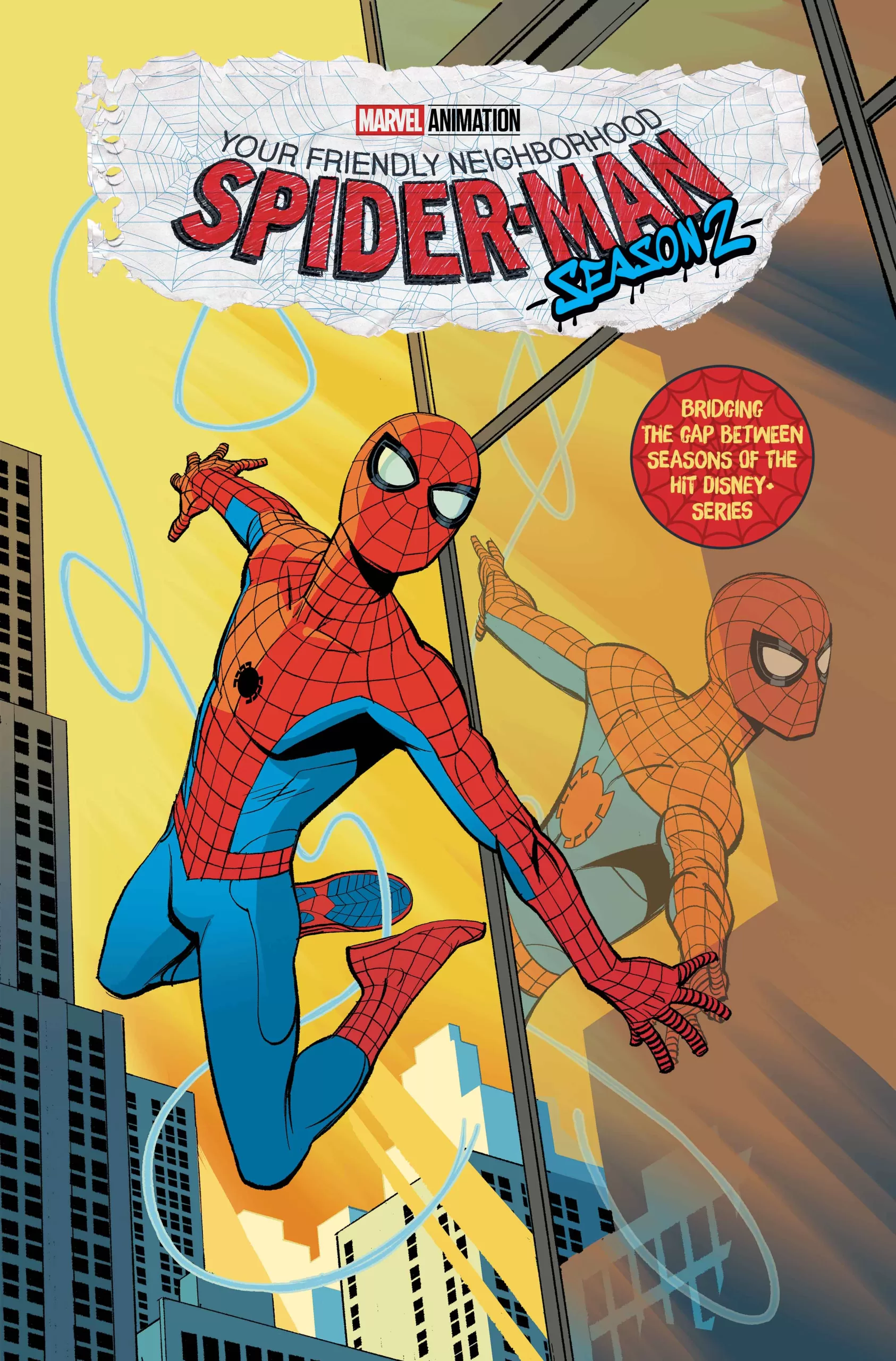 Leonardo Romero cover for Your Friendly Neighborhood Spider-Man Season 2 number one, showing Spider-Man swinging beside his reflection